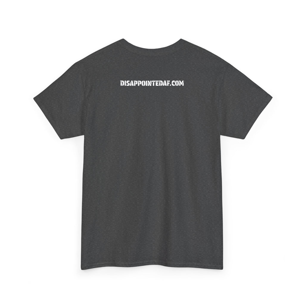 A green t-shirt with DisappointedAF.com printed on the back against a white background